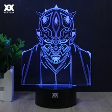 Звездные войны джедая рыцарь 3D лампа светодиодный 7 цветов дистанционное управление ночник USB оригинальное украшение Настольная лампа креативный мультфильм подарок