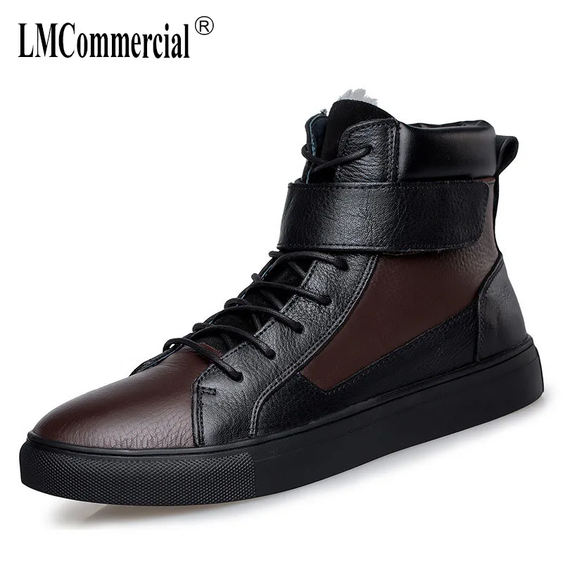 

Autumn Winter Korean Fashion High-top Shoes Velvet Warm big Size men snow boots cowboy boots mens steel toe shoes cashmere