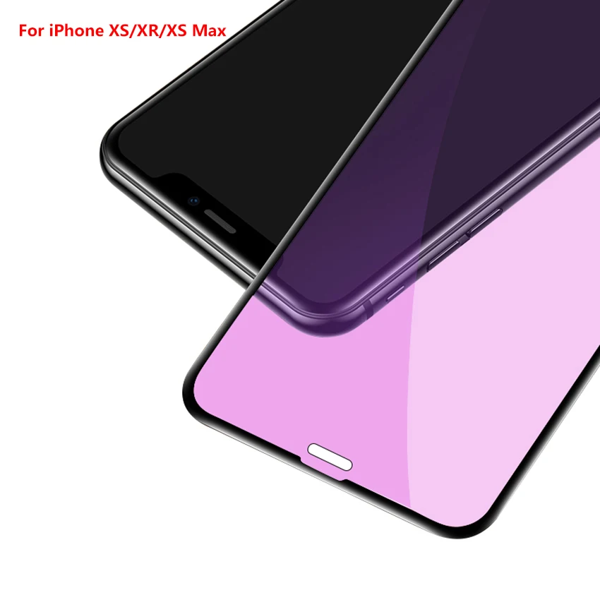 3D изогнутое закаленное стекло для iPhone XR Мягкий край высокой четкости анти синий свет протектор экрана для iPhone XS MAX