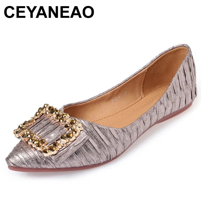 

CEYANEAOLady soft sole FlatsShoes for drivepregnant woman fashionshoes Women Springsummer Shoes pointedtoe shoes rhinestoneE2075