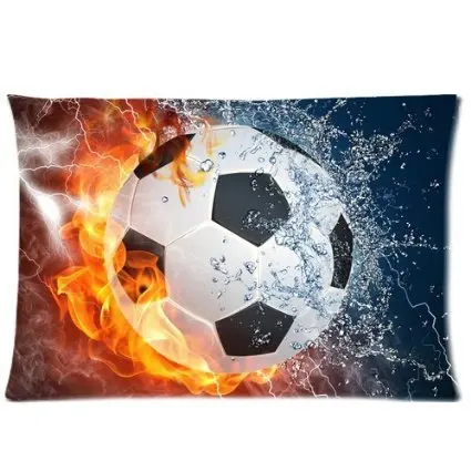 

LUQI Soccer Ball Water and Fire Zippered Pillowcase Pillow Cover Birthday Gift For Kids Lover Size 35x45cm