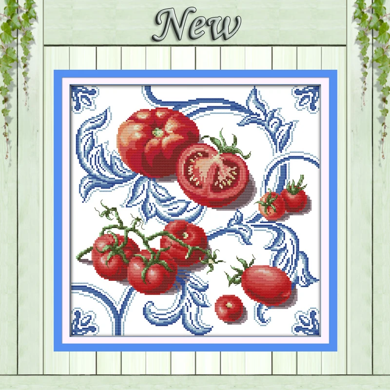

Tomato fruit crafts paintings 11CT patterns printed on canvas 14CT needlework diy dmc cross stitch chinese Sets Embroidery kits