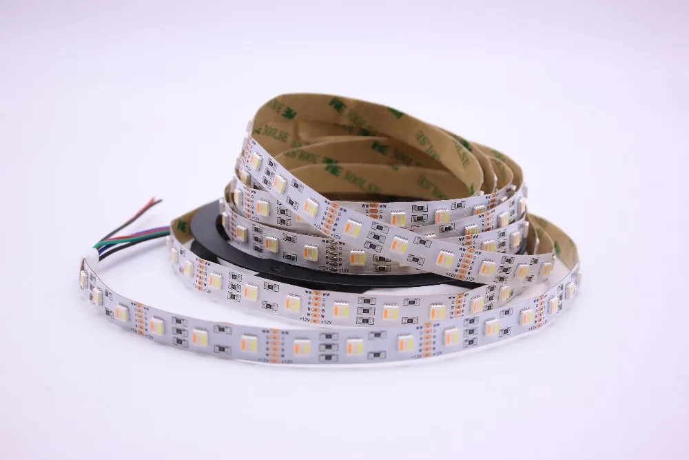 US $22.40 New 5M DC12V24V 5050 RGBWW 5 Color In 1 Led Chip Flexible LED Strip Light RGBCool Whitewarm Whitewhite PCB 60LedsM IP3067