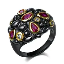 2017 Nueva Hermosa Modelo Y Calidad Confiable! IP Negro Y Placa de Oro Pavimenta el Ajuste con Alta Calidad Cubic Zirconia Anillos
