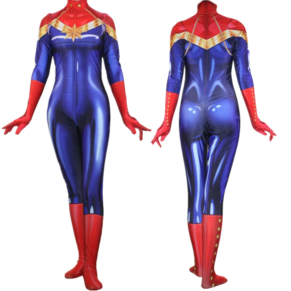 Best Captain Carol Danvers Cosplay Costume Zentai Bodysuit Suit Jumpsuits