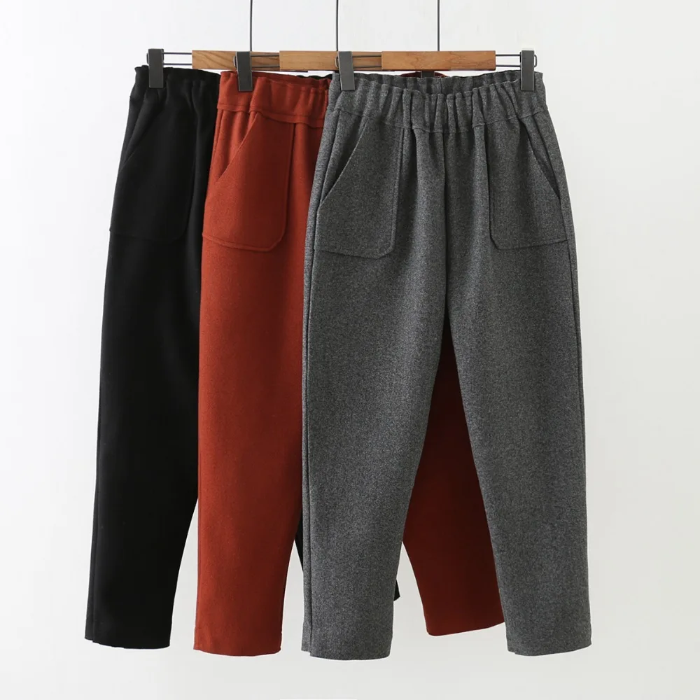 

oversize 2018 Plus size Fashion spring Skinny women pants pocket Elastic Waist loose trousers oversized black gray