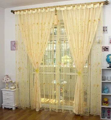 

Curtain and Tulle Set Pink Embroidered Balcony window Screening Customized Curtain For Bedroom Children Room