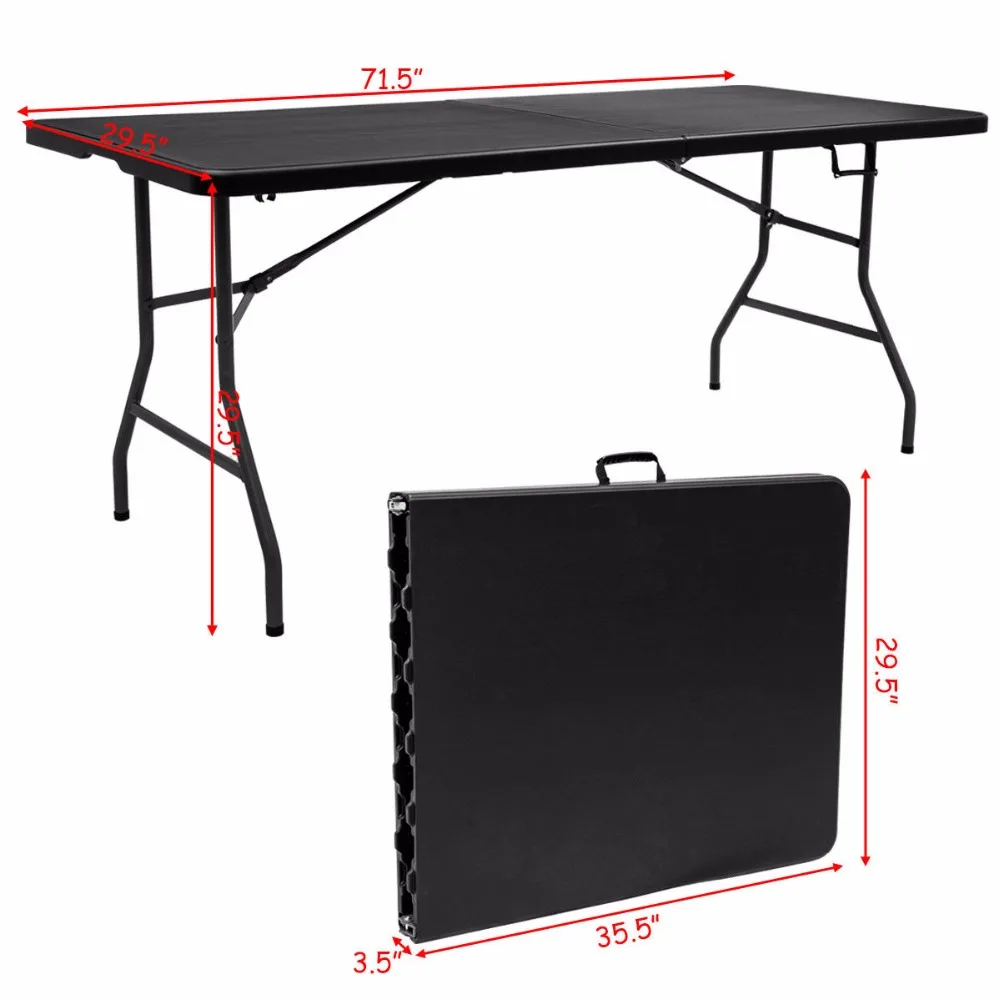 Giantex 6' Folding Table Portable Plastic Picnic Party Dining Camp Tables Indoor Outdoor Modern furniture OP2966BK Giantex 6' Folding Table Portable Plastic Picnic Party Dining Camp Tables Indoor Outdoor Modern furniture OP2966BK