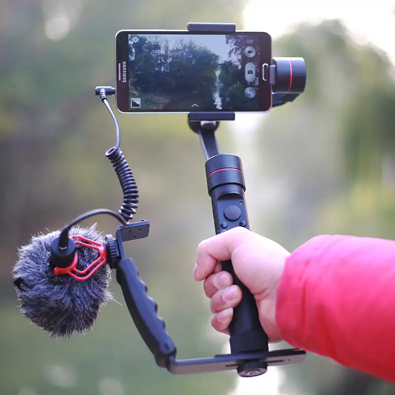 Микрофон Ручка L кронштейн с 2 крепления типа Горячий башмак для Zhiyun Smooth Q/ 3/Osmo