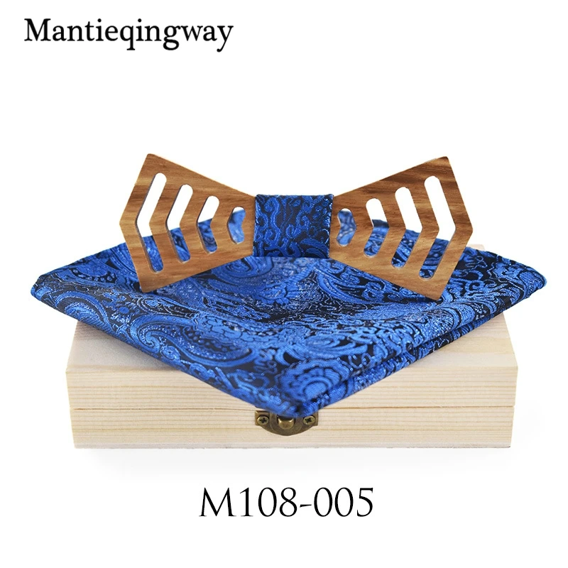 Mantieqingway из полой древесины с бантом комплекты носовых платков для мужские