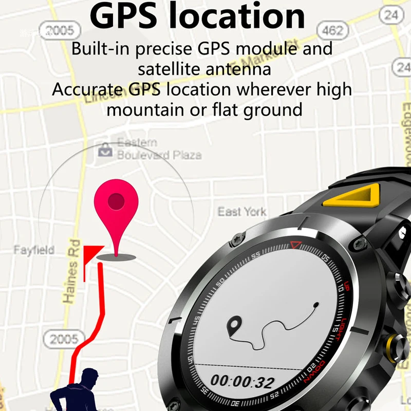 GPS Smart Watch Blood Pressure Oxygen Heart Rate Monitor Compass Sport Watch