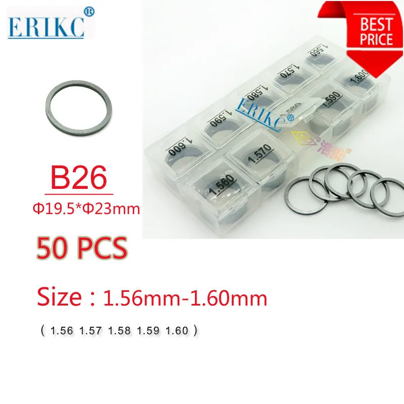  ERIKC B26 Shims Injector Gaskets Kit Size:1.56--1.60mm Nozzle Needle Valve Lift Adjusting Washers D