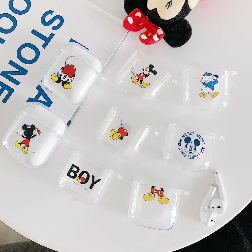 

Mickey Mouse Donald Duck Cartoon Wireless Bluetooth Earphone Cute Case For Apple AirPods 2 1 Silicone Charging lucency