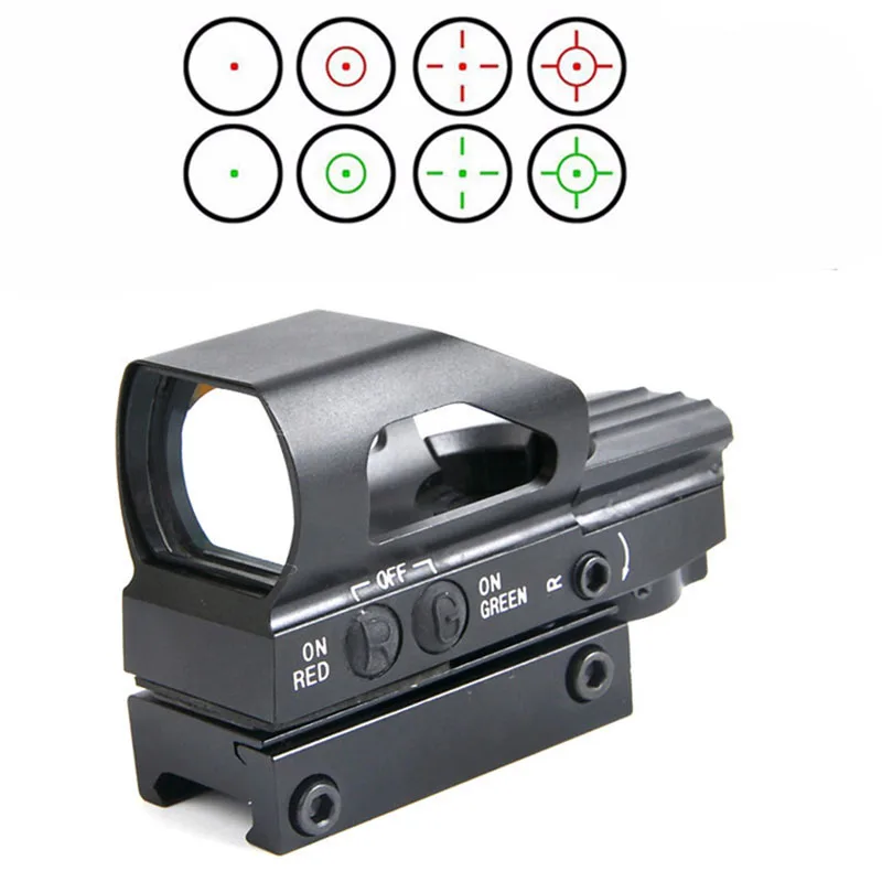 

Tactical Solar Power 1x Red Green Dot Sight Scope QD Picatinny Rail Mount Hunting Shooting Push-button all-metal four-point