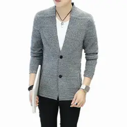 2018 Лидер продаж средней длиной длина мужские Однотонный свитер вязаный кардиган траншеи мужской Повседневное осень чистый цвет свитер