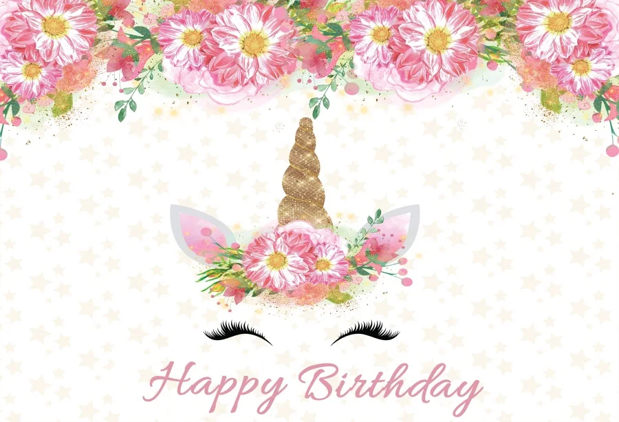 

Laeacco Cartoon Unicorn Flowers Baby Newborn Party Photography Backgrounds Customized Photographic Backdrops For Photo Studio