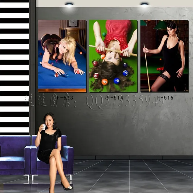 Sexy Woman On Pool Table Hd Canvas Wall Artsworks For Home Decoration 