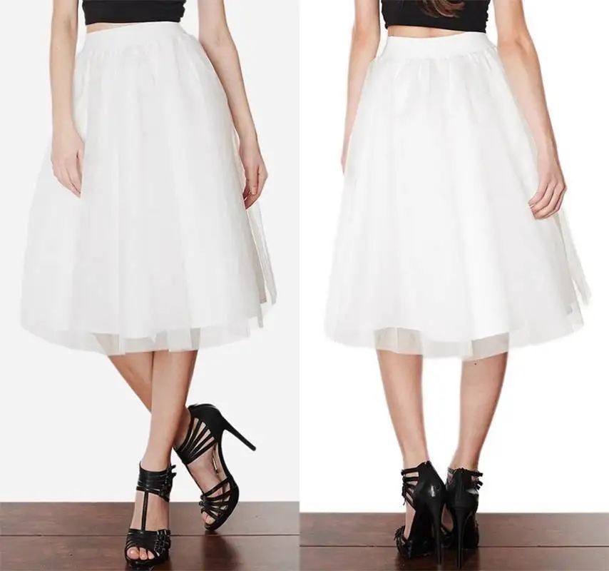 Blanco vestido de ballet de tul plisado circle un line flare completo longitud de la rodilla midi falda nwt