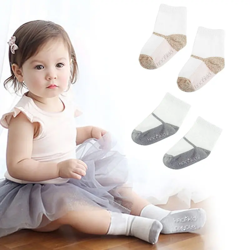 Newborn Baby Socks Kids Girl Boy Patchwork Anti slip Soft Cotton Ankle ...