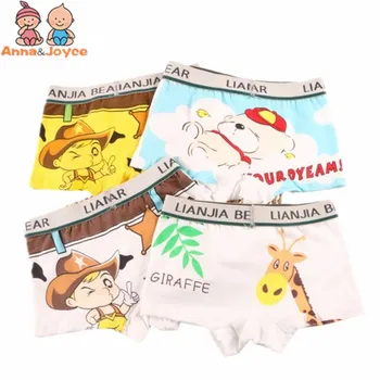 

4Pc/lot Children's Cotton Underwear Boy Cartoon Boxer Panties Baby Boys Underpants Giraffe Animal Pattern Boxer Suit 2-10years