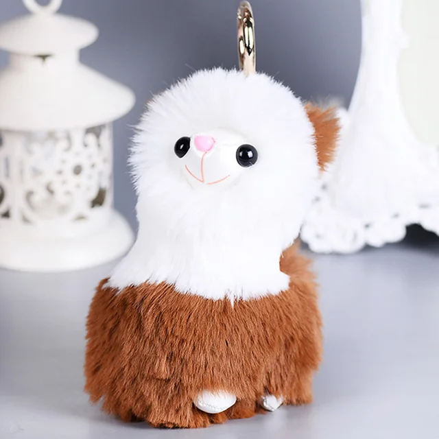 Cute Fluffy Alpaca Keychain Rabbit Fur Keychains Pompom Key Holder