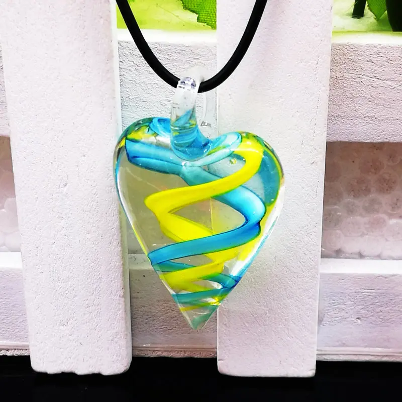 6 цветов муранского лэмпворк Подвеска из стекла «сердце» ожерелье Мода N-074