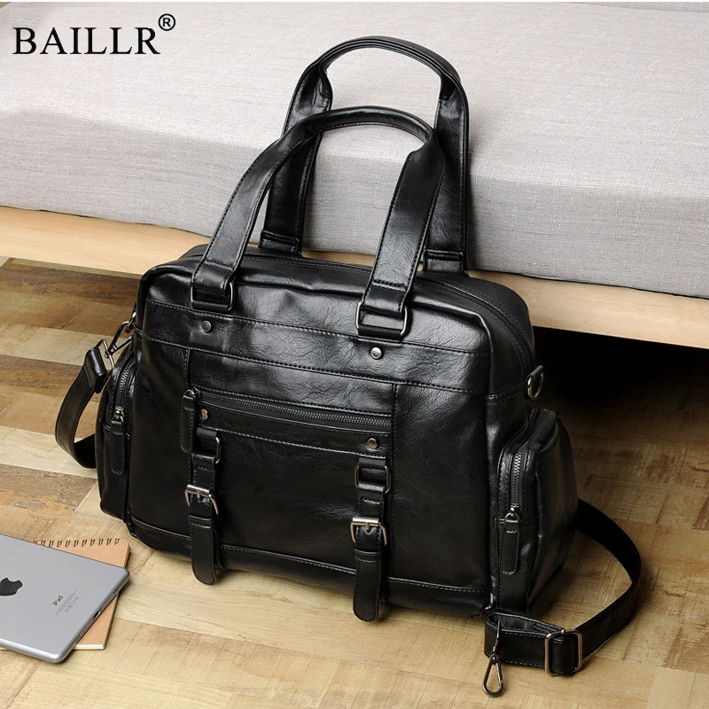 

2019 New PU Leather Designer Handbags Men's 16 inch Laptop Bag Messenger Bag Men Travel School Bags Leisure Bags High Quality