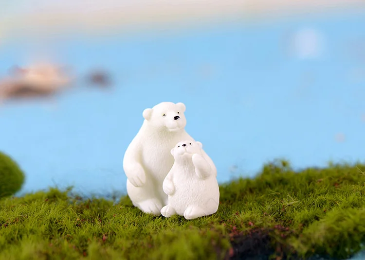 2 шт. мать сын белый медведь цифры Polar Bear животных модель Миниатюрные фигурки сказочный сад свадебные куклы украшения игрушка в подарок