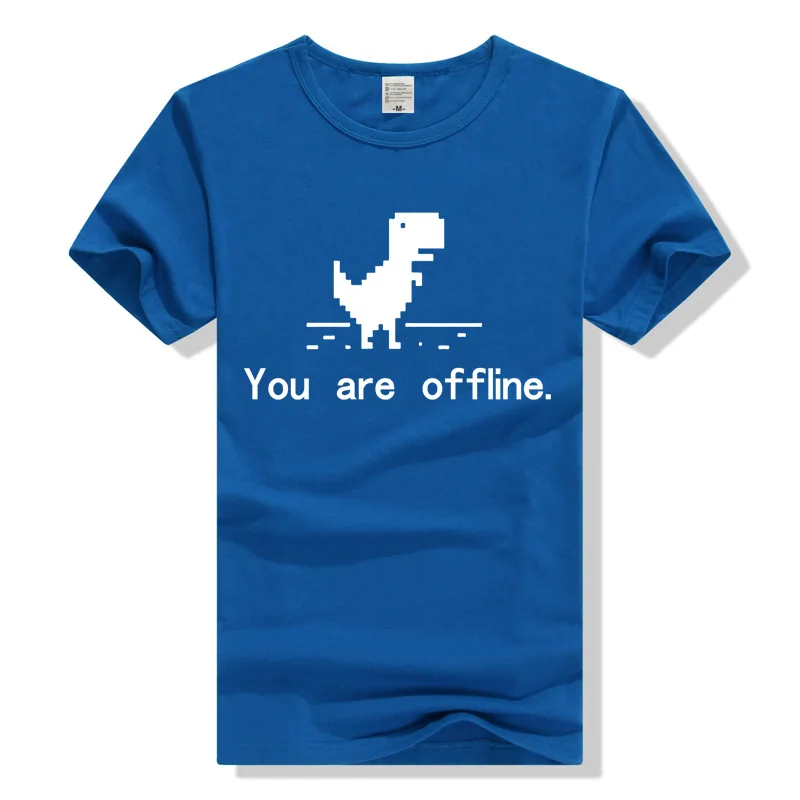 TEEWINING Pixel Динозавр Футболка это толпа Футболка мужская футболка Geek Tee You Are Offline