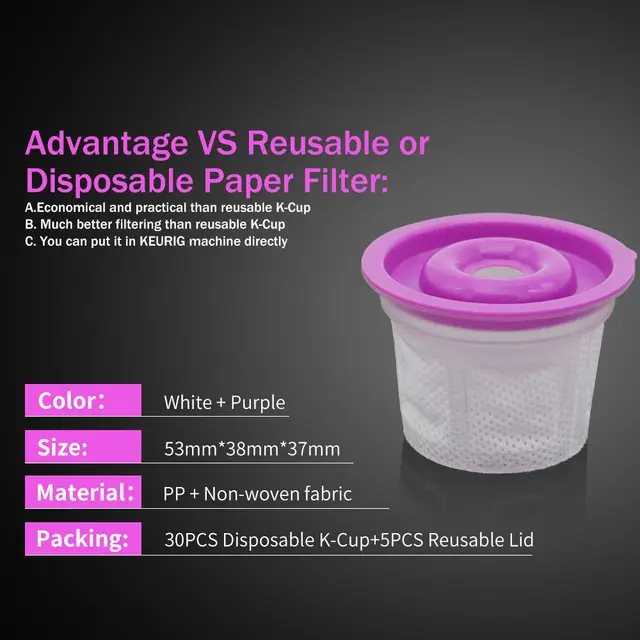 Special Price 30 Disposable Coffee Filter  Keurig K-Cup 2.0 1.0 Free 5 Reusable Lids