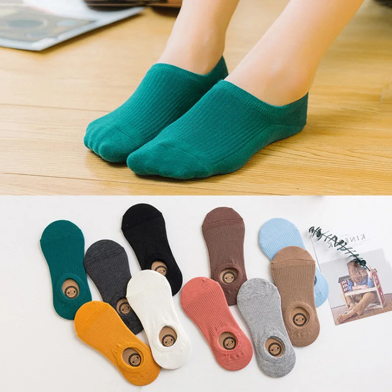

Spring and summer new pure cotton solid color ladies boat socks silicone non-slip invisible socks shallow mouth breathable