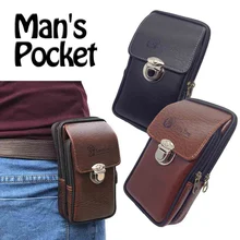 Bolso de seguridad para acampada multiusos, senderismo, cremallera, cinturón táctico, bolsa de cintura para exteriores, paquete de seguridad Vintage, Mini riñonera de cuero sintético para hombre