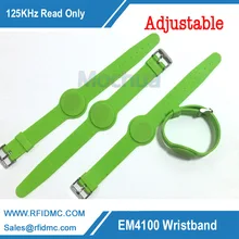 125 кГц EM4100 только для чтения RFID силиконовый браслет зеленого цвета, регулируемый ремешок