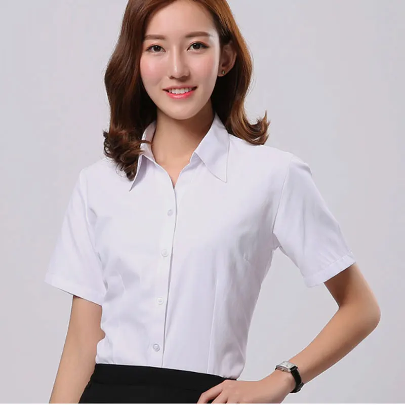 

Dioufond New Formal Style Women Clothes 2018 Summer Plus Size Women Tops Shirt Turn down Collar Women Blouses
