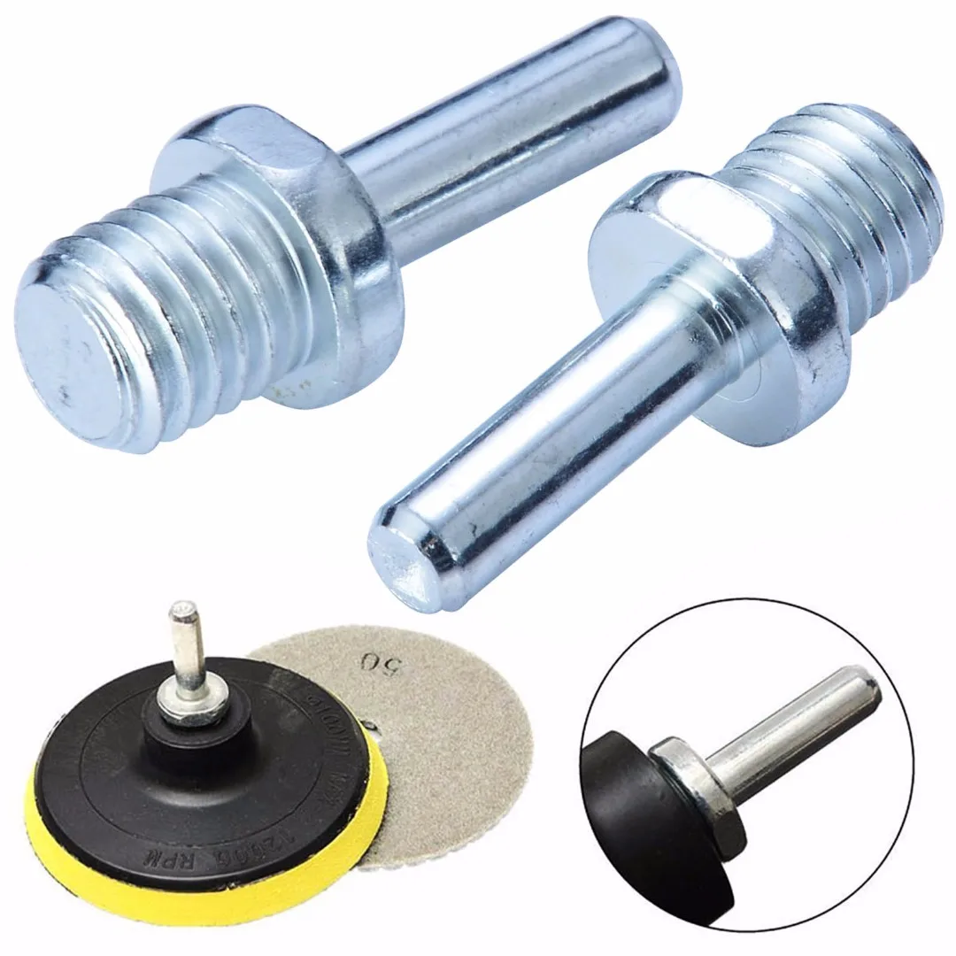 1 Pair Silver M14 Screw Spindle Drill Adapter For Auto Car Polish Wax Foam Sponge Pad Stainless steel Polisher Buffer