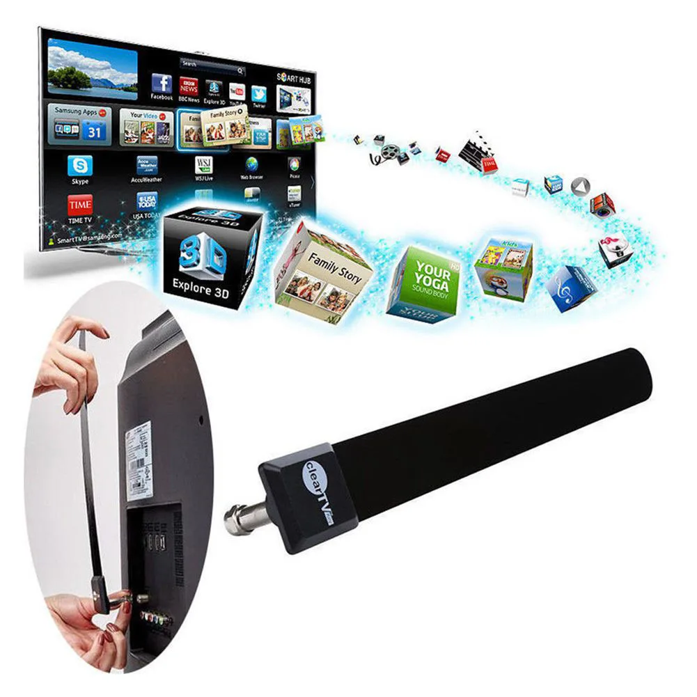 Мини Clear tv Key HD tv 100+ бесплатно HD tv цифровая антенна для использования в помещениях 1080 p Канатный кабель