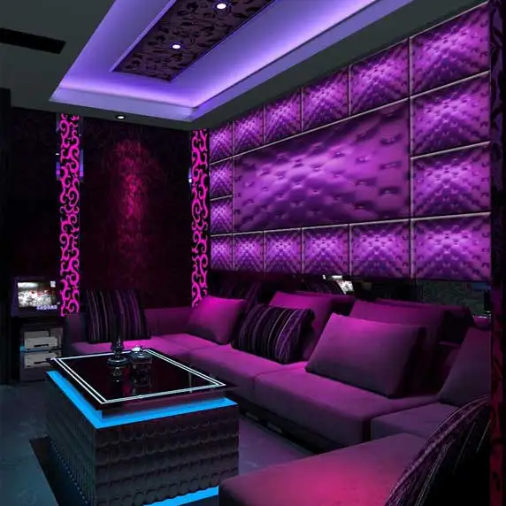 Wholesale vinyl washable Purple soft bag mural wallpaper for living