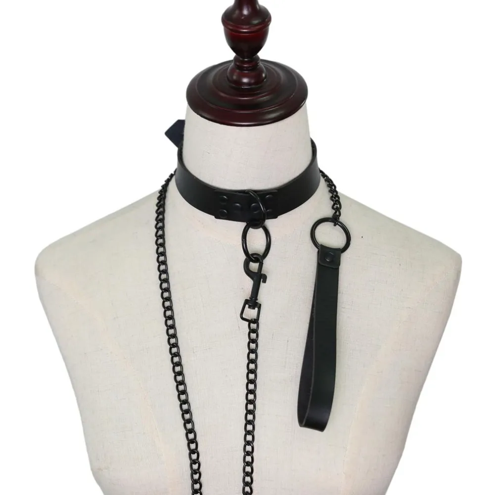 KMVEXO черное о-круглое сексуальное колье в стиле панк Харадзюку, готическое ожерелье с цепочкой, кожаное связывание, косплей, вечерние ювелирные изделия