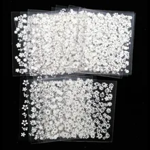 3D наклейки для ногтей, 30 шт./лот, Переводные картинки с белыми цветами, стразы для дизайна ногтей, наклейки из пенопласта, наклейки для ногтей