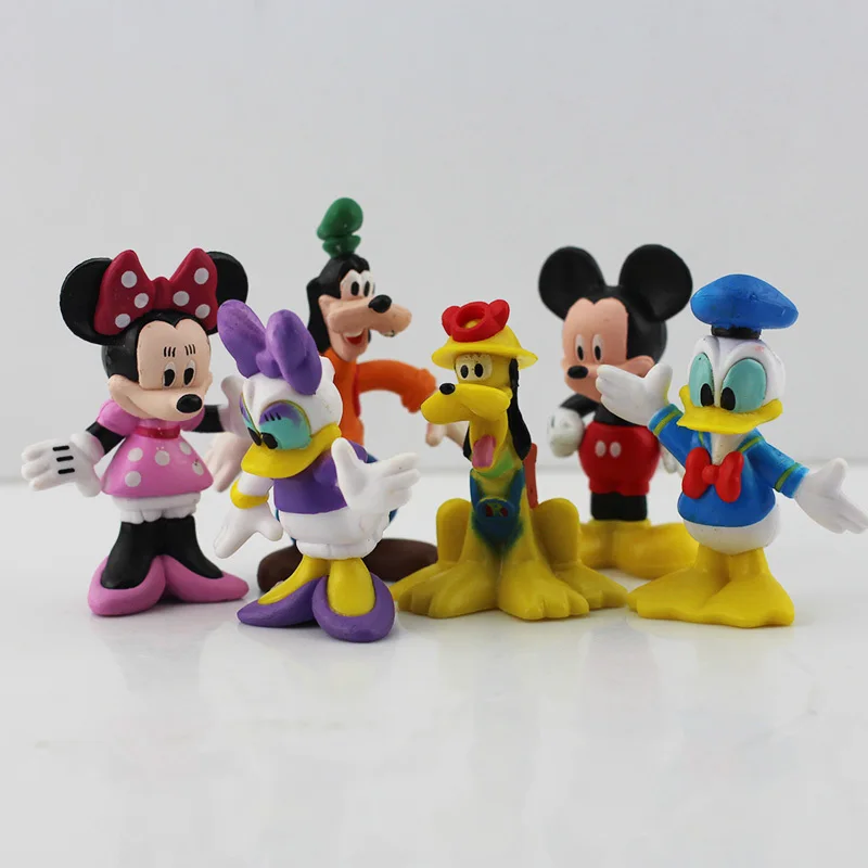 

6pcs/lot Mickey figures toy doll Minnie figure Mouse Donald Duck Cartoon Childre's toy goofy dog pluto dog daisy Free Shipping