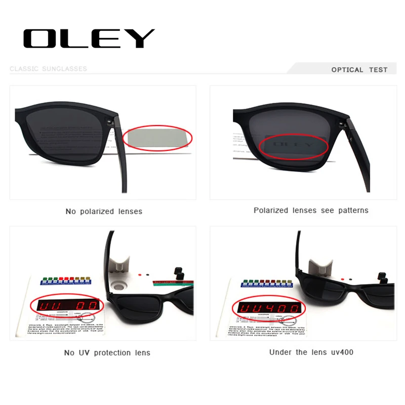 Мужские/женские классические солнцезащитные очки OLEY черные поляризационные в