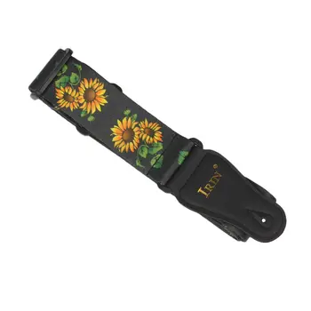 

New IRIN Guitar Strap Adjustable Polyester Belt PU Leather Ends for Acoustic Folk Classic Electric Guitar Bass with Sunflower