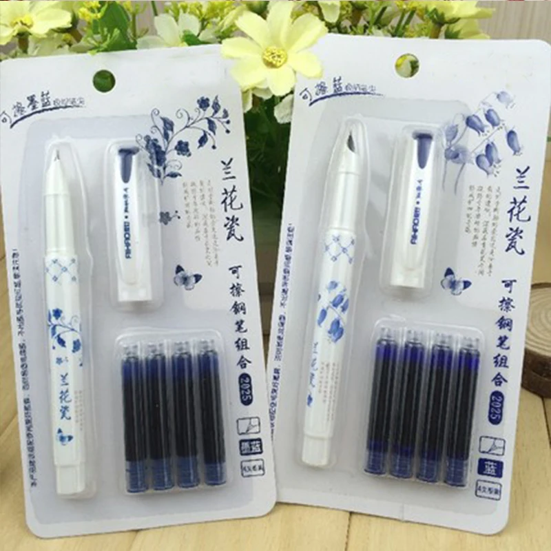 Роскошные фарфоровые с орхидеями стираемая перьевая ручка с чернильным пакетом милые ручки в китайском стиле для письма канцелярские принадлежности офисные школьные принадлежности