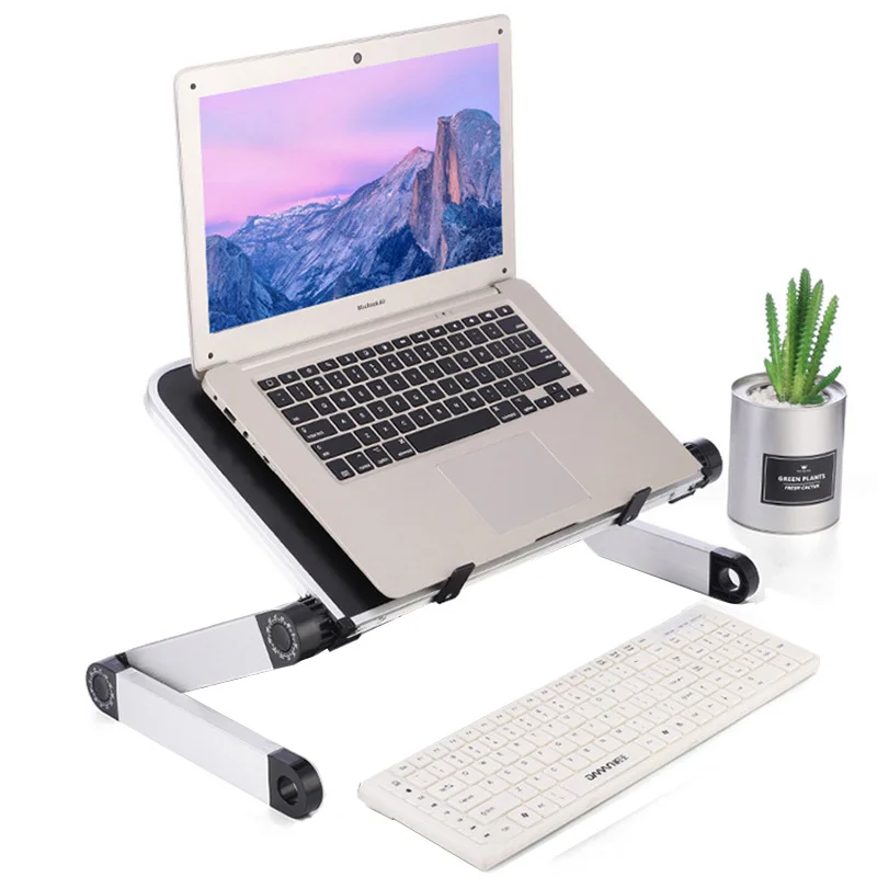 Adjustable Notebook Stand Lift Laptop Table Stand Office Folding Desk Aluminum Alloy Flat Bracket Black/White Bedside Table
