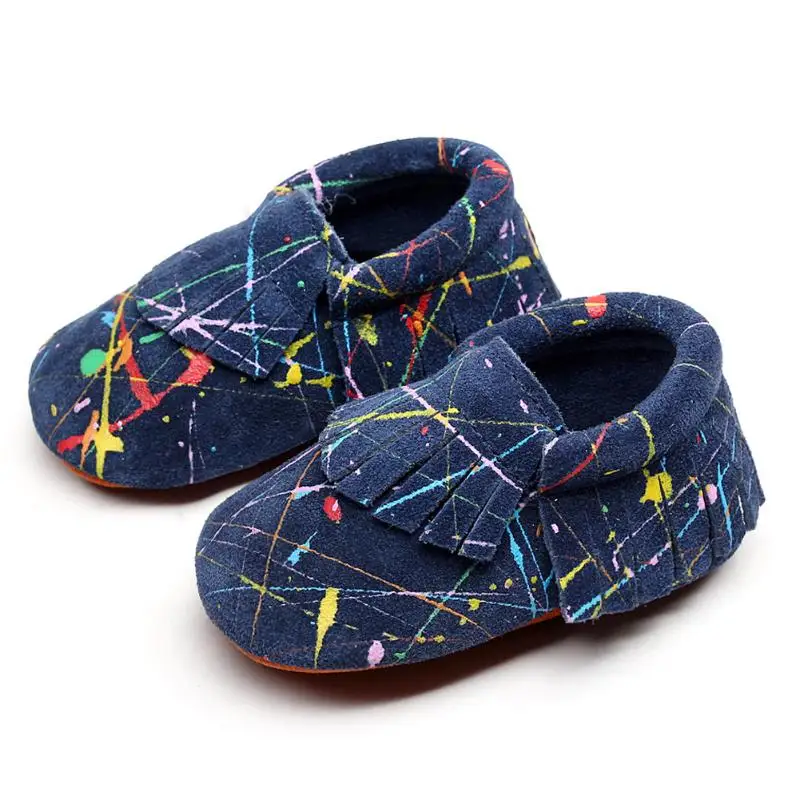 Синий Genuinu Leather Shoe Baby Moccasins Soft Shoes Non-slip Footwear - Цвет: Синий