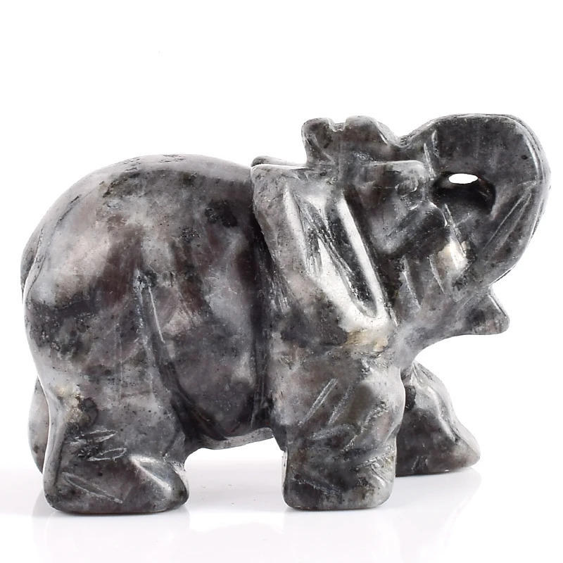 

2 Inch Elephant Figurines Craft Carved Natural Stone China Labradorite Elephant Mini Animals Statue for Decor Chakra Healing