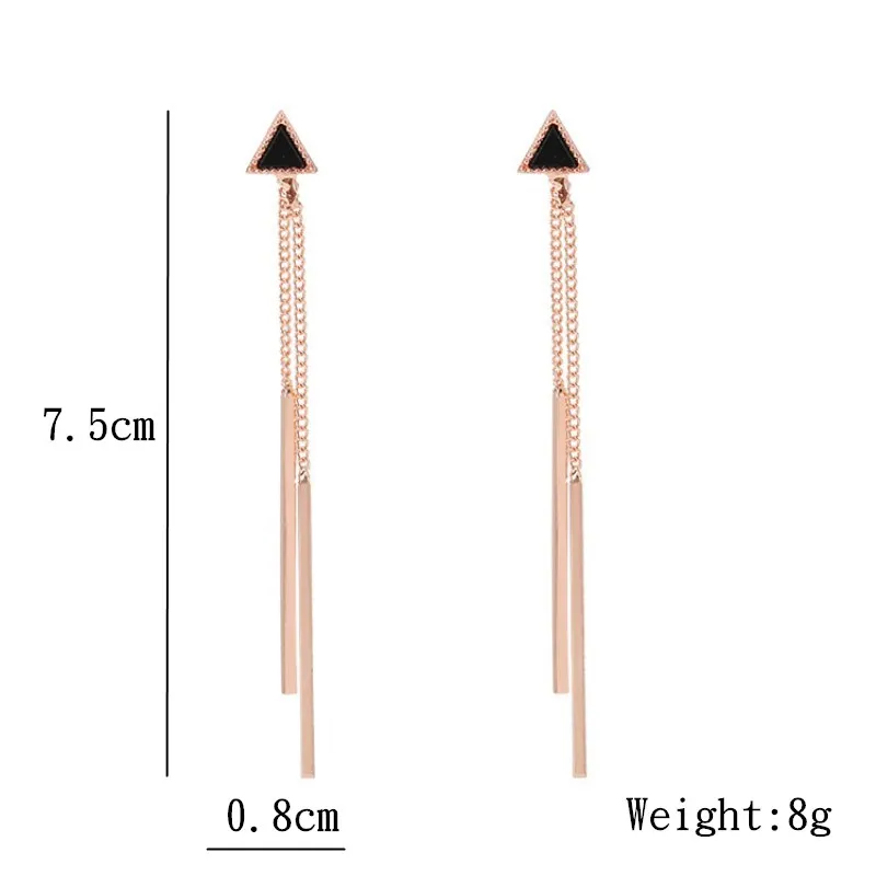 Изысканные треугольные серьги-гвоздики с длинной цепочкой и металлической кисточкой, висячие серьги-капельки для женщин, модные золотые массивные вечерние ювелирные изделия