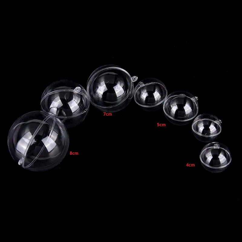 5pcs 4-8cm Hanging Ball New For Xmas Tree Bauble Clear Plastic Transparent Home Party Christmas Decorations Gift Craft