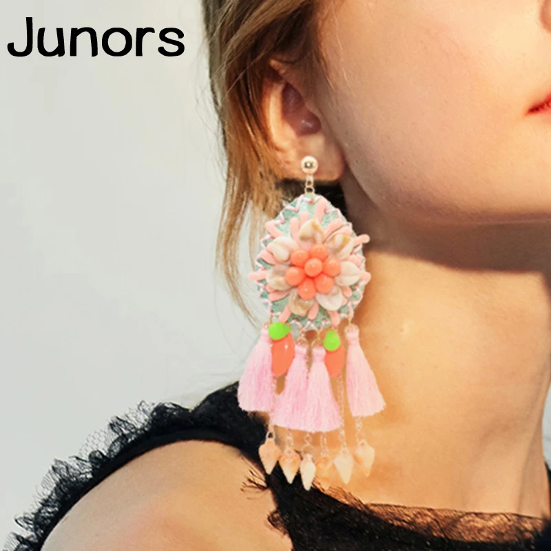 

luxe shell handmade big earrings for women boho tassel women earrings hanging luxury fashion jewelry earrings shells female gift