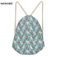 INSTANTARTS Fashion Drawstring Bag 3D Printing Cute Dog Flower Beagles/Greyhound/Bull Terrier Feminina Mini Drawstring Backpack